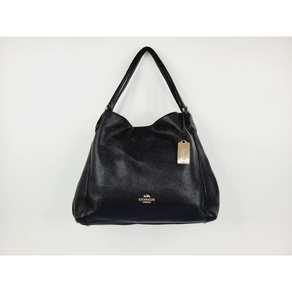 Coach Edie 31 Pebbled Black Leather Bag